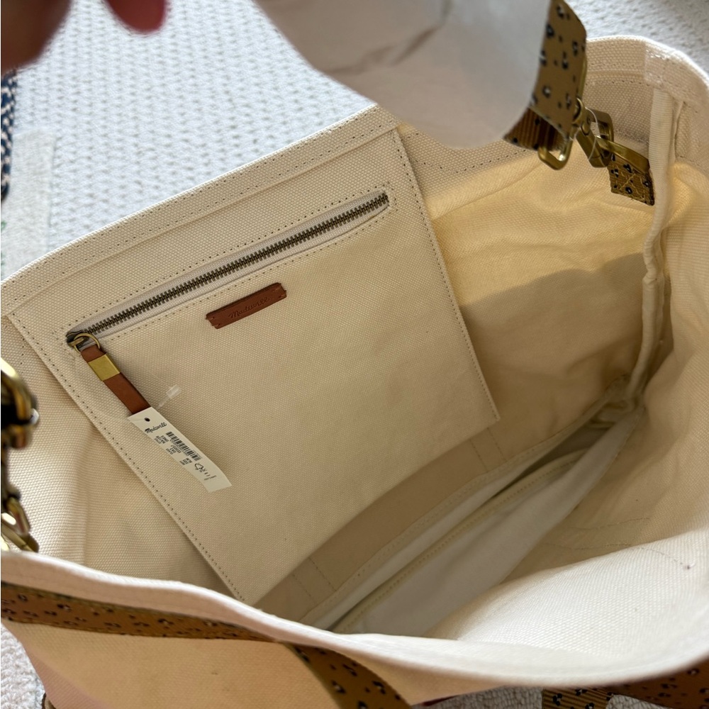 Madewell Cream and Brown Tote Bag with Structured Design - Picture 3 of 5